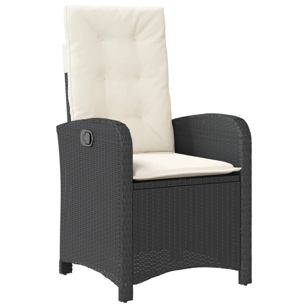 9-dijelni vrtni blagovaonski set s jastucima crni od poliratana Crna 200 cm table length