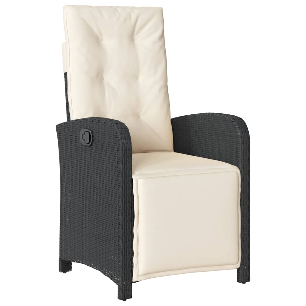 9-dijelni vrtni blagovaonski set s jastucima crni od poliratana Crna 200 cm table length