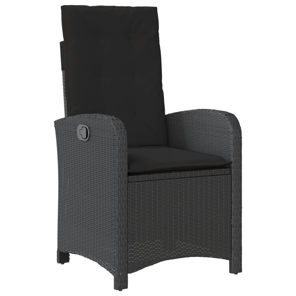 3-dijelni vrtni blagovaonski set s jastucima od poliratana crni Crna 80 cm table length