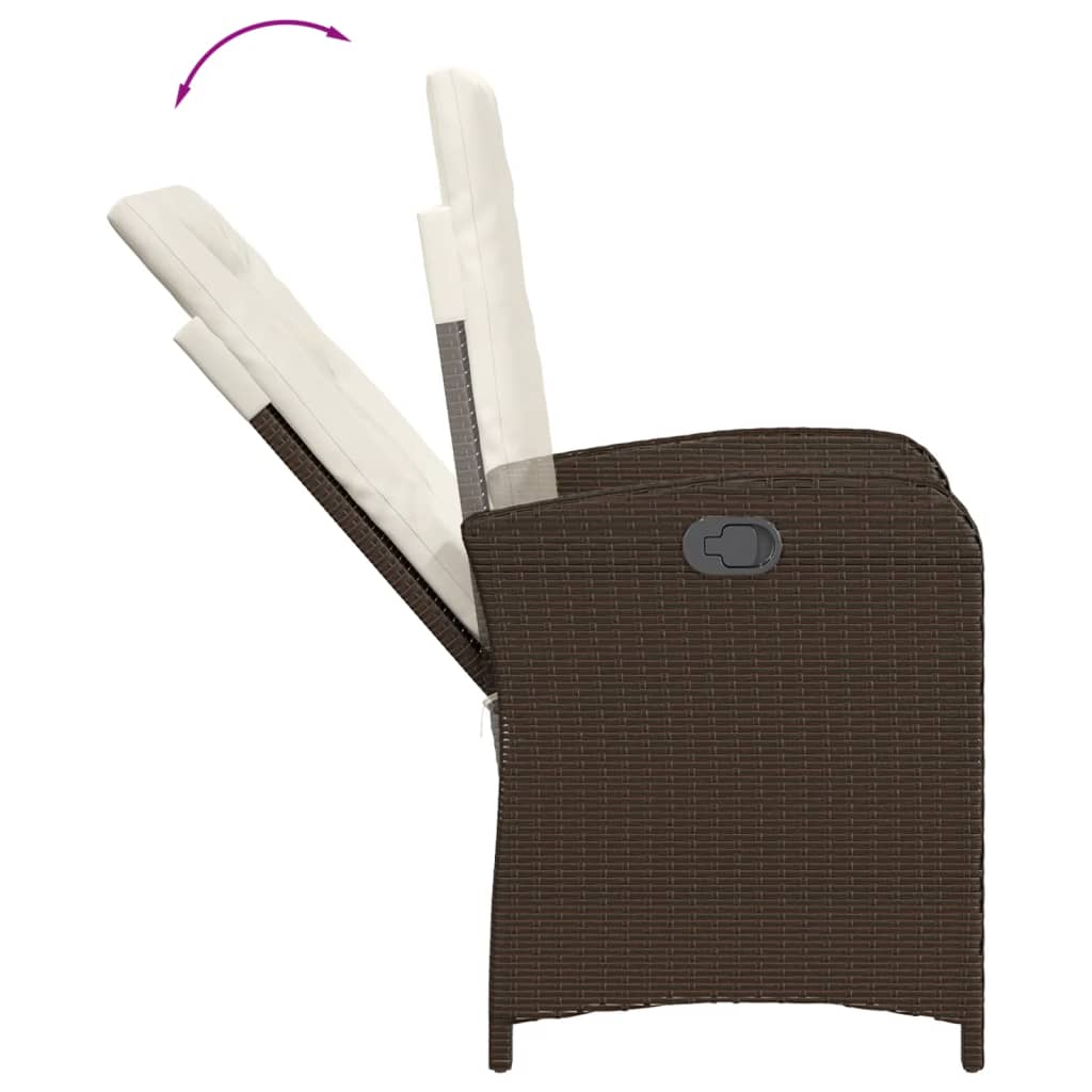 5-dijelni vrtni blagovaonski set s jastucima poliratan smeđi Smeđa 80 cm table length