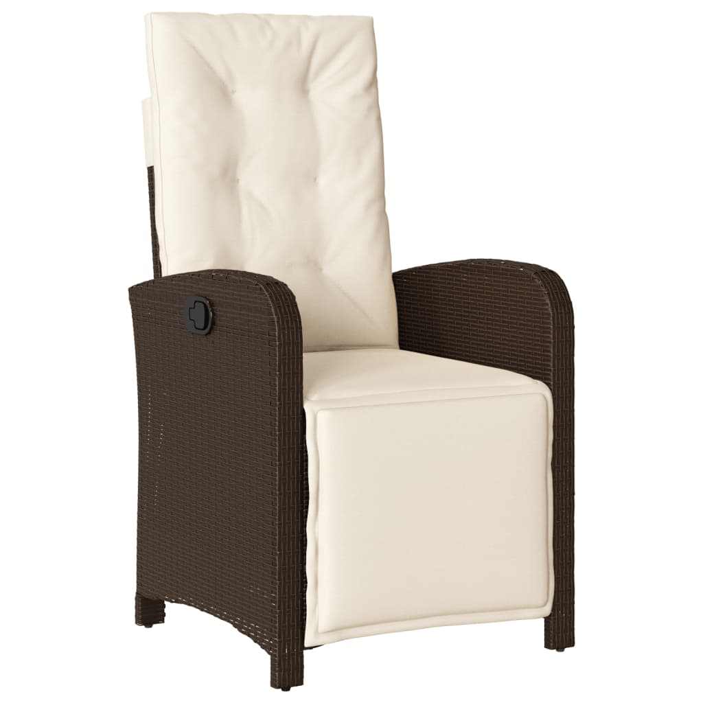 5-dijelni vrtni blagovaonski set s jastucima poliratan smeđi Smeđa 80 cm table length