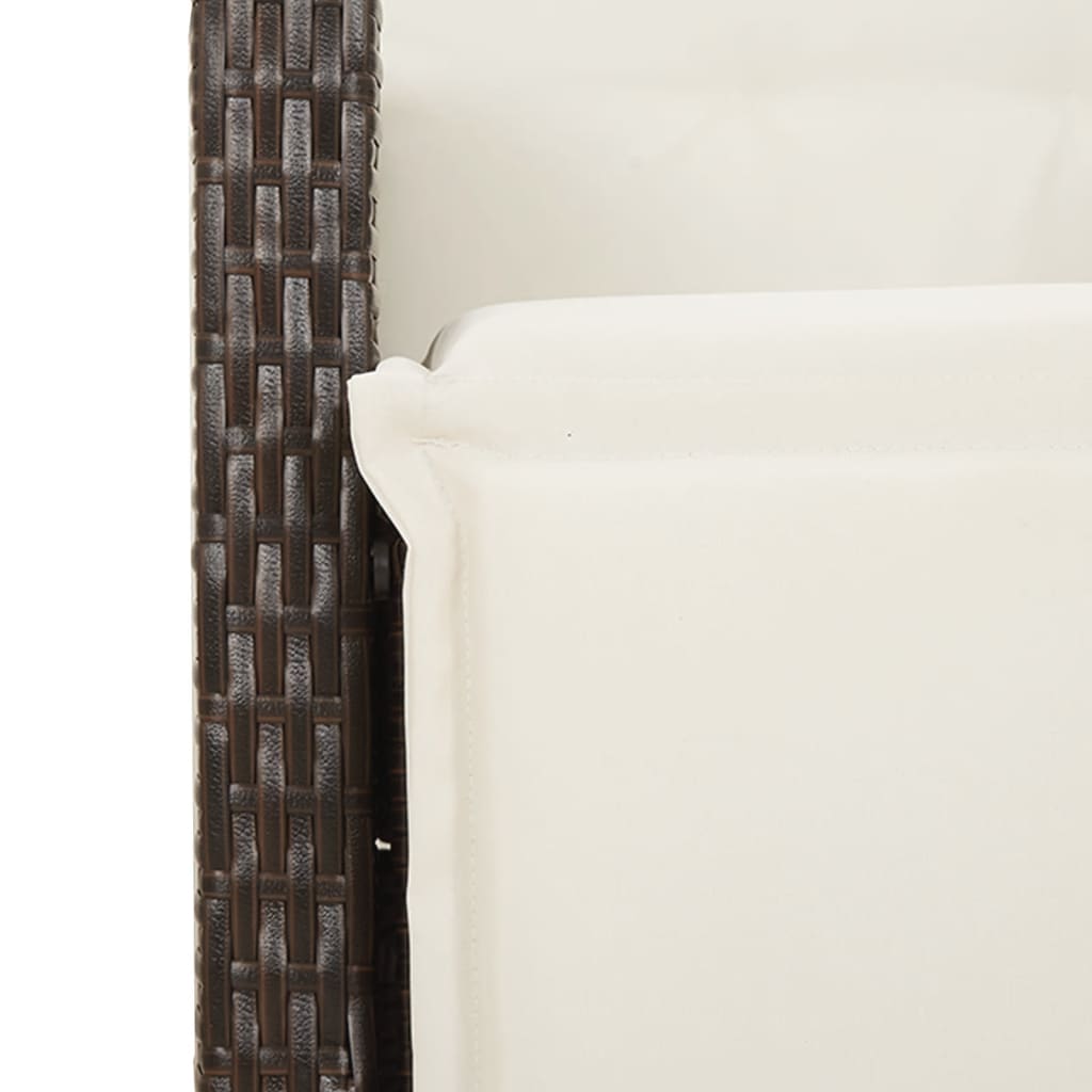 5-dijelni vrtni blagovaonski set s jastucima poliratan smeđi Smeđa 80 cm table length
