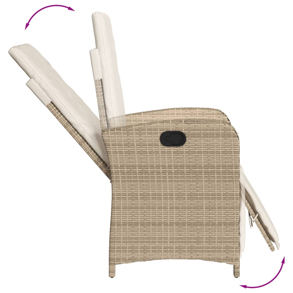 5-dijelni vrtni blagovaonski set od poliratana s jastucima bež 80 cm table length