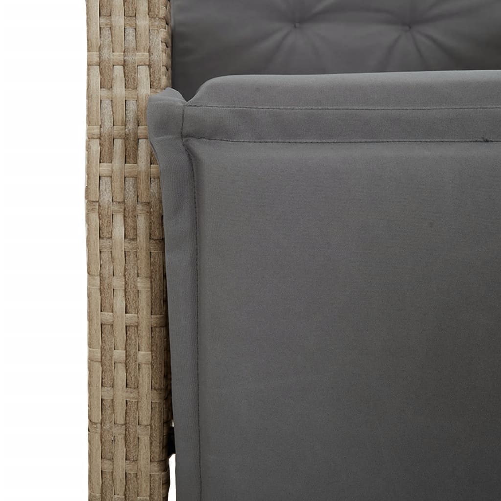 5-dijelni vrtni blagovaonski set od poliratana s jastucima bež 80 cm table length
