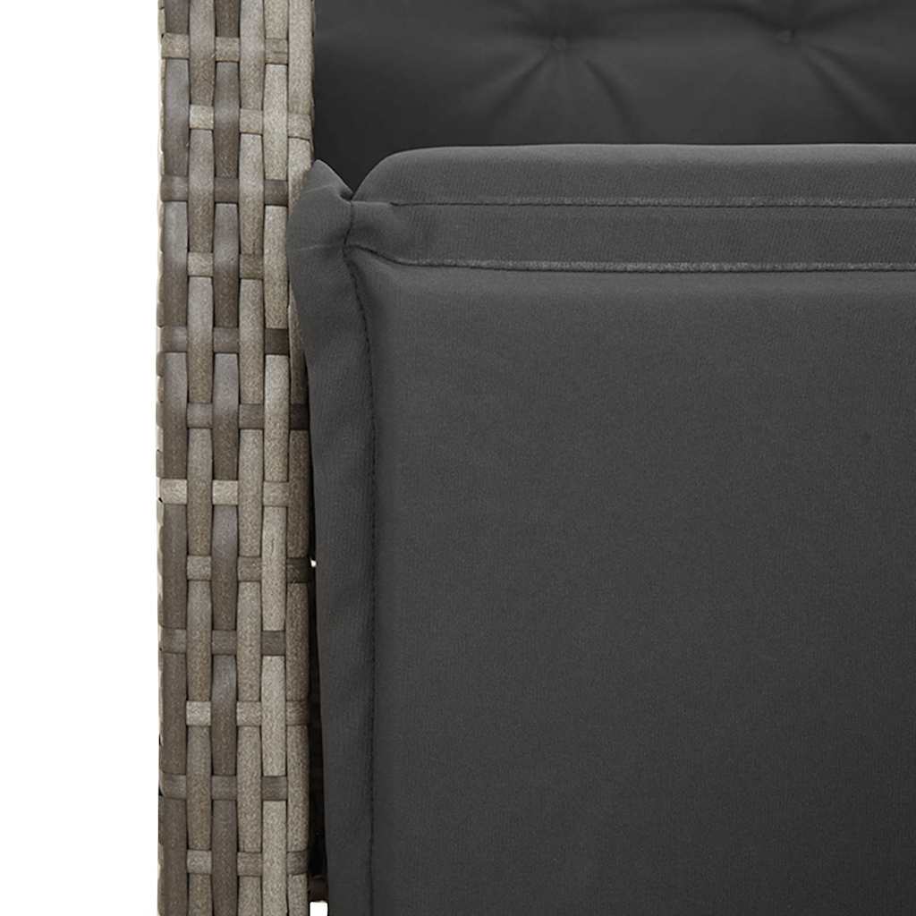 3-dijelni bistro set od poliratana s jastucima sivi Siva Dužina stola 80 cm