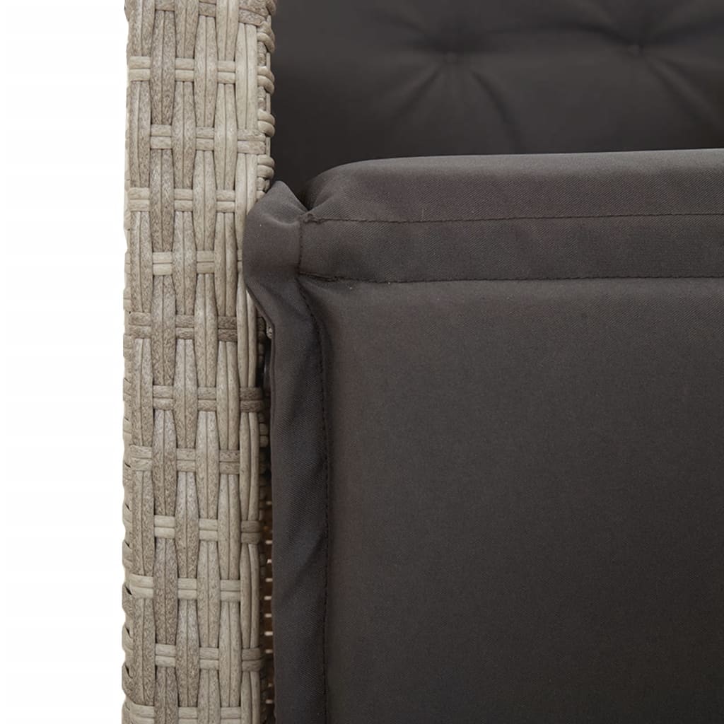 3-dijelni bistro set s jastucima svjetlosivi od poliratana Siva Dužina stola 80 cm