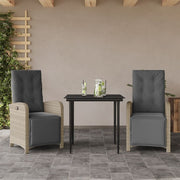 3-dijelni bistro set s jastucima svjetlosivi od poliratana Siva Dužina stola 80 cm