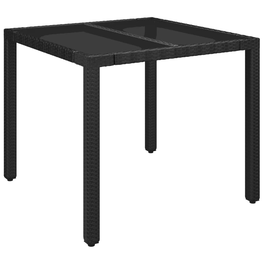 5-dijelni vrtni blagovaonski set s jastucima od poliratana crni Crna 90 cm table length