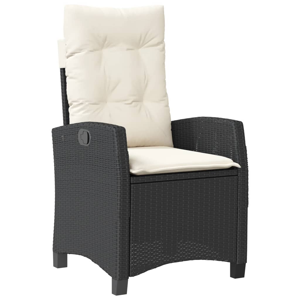 9-dijelni vrtni blagovaonski set s jastucima crni od poliratana Crna 190 cm table length