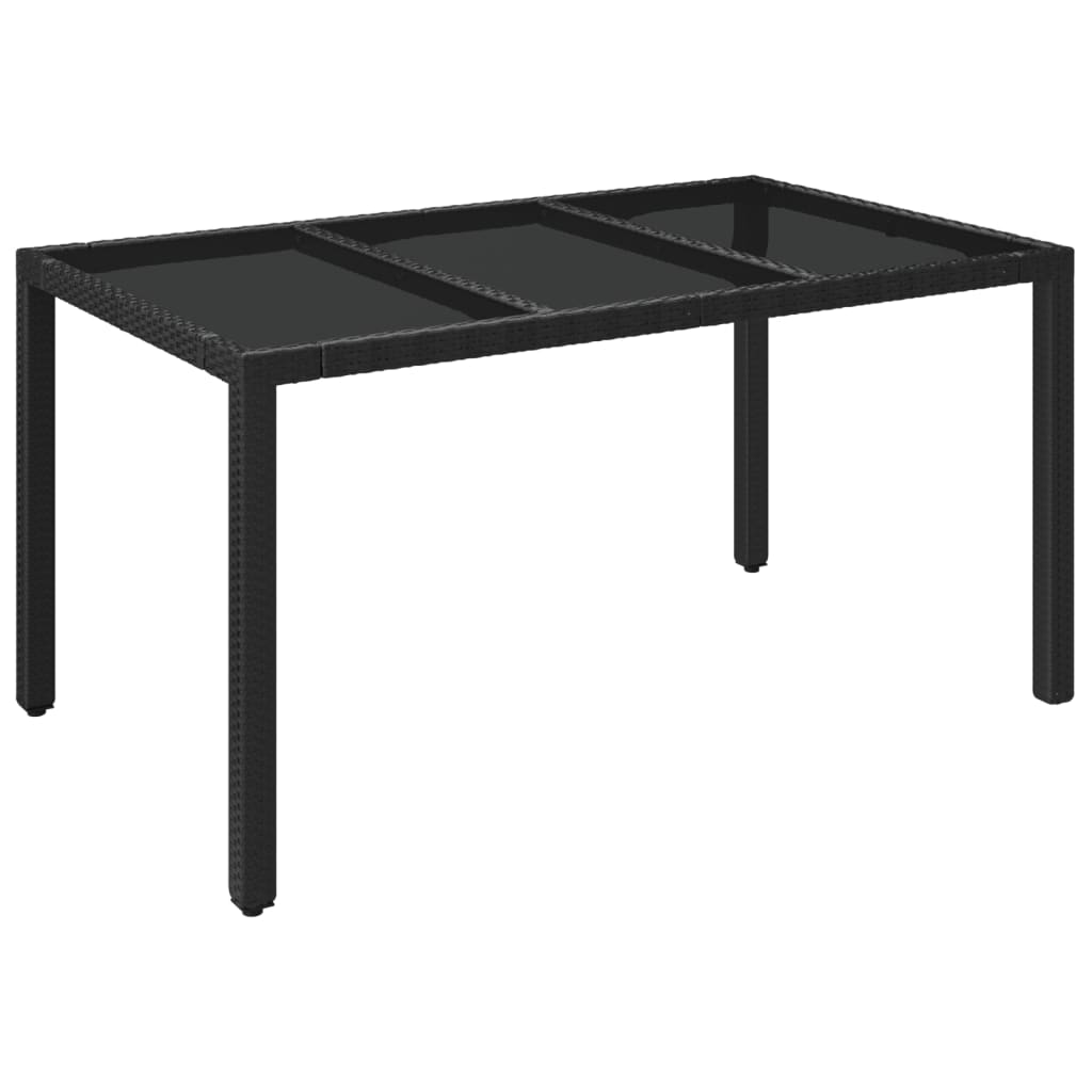 7-dijelni vrtni blagovaonski set s jastucima crni od poliratana Crna 150 cm table length