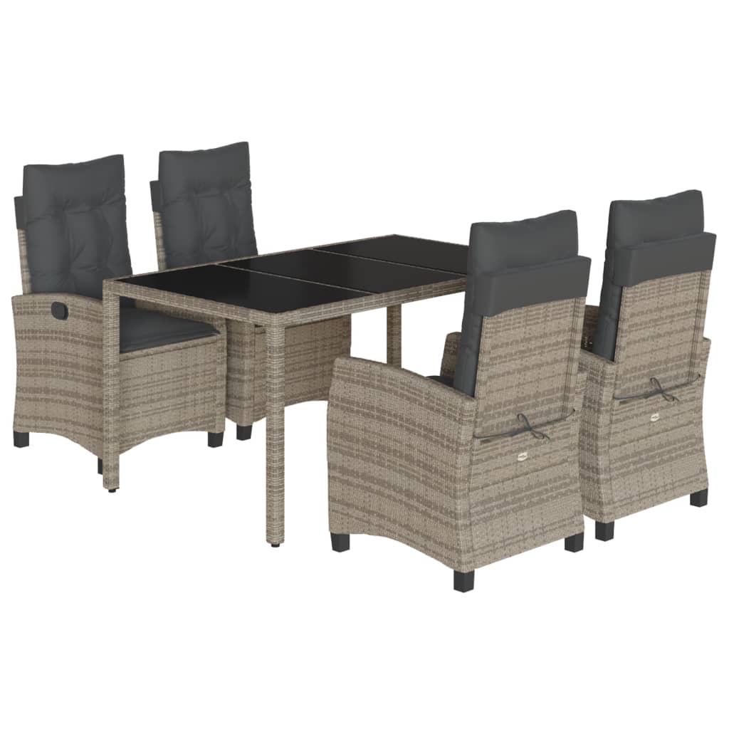 5-dijelni vrtni blagovaonski set sivi od poliratana Siva 150 cm table length
