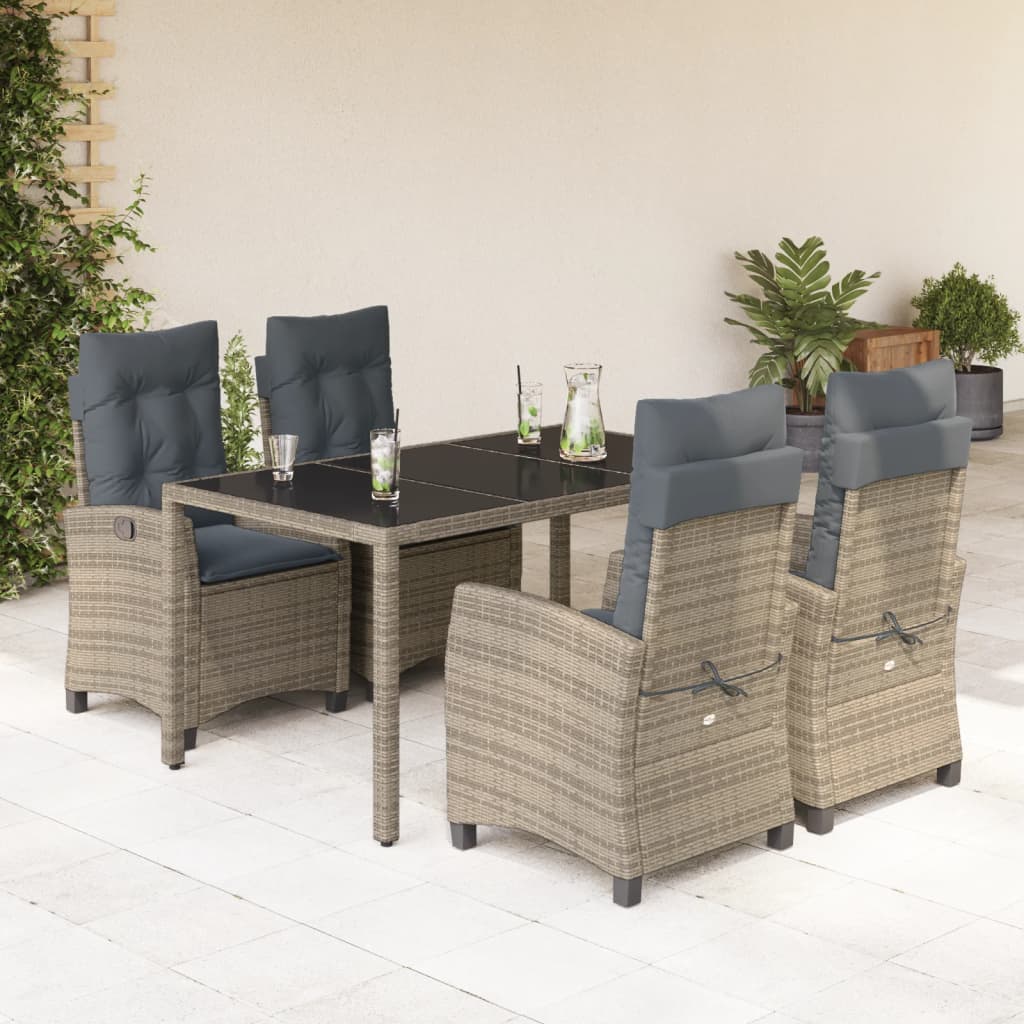 5-dijelni vrtni blagovaonski set sivi od poliratana Siva 150 cm table length
