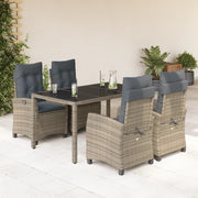 5-dijelni vrtni blagovaonski set sivi od poliratana Siva 150 cm table length