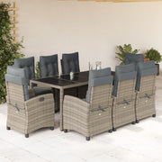 9-dijelni vrtni blagovaonski set sivi od poliratana Siva 190 cm table length