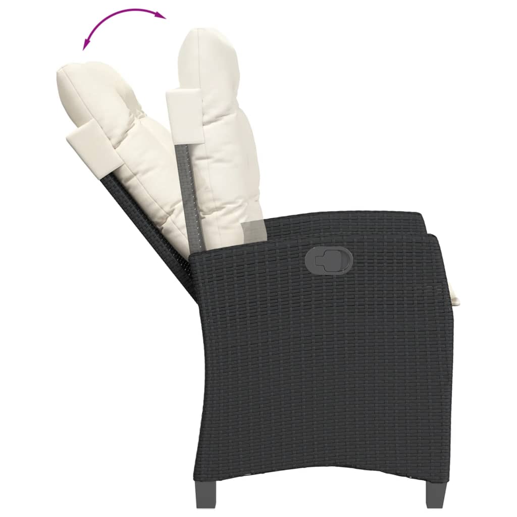 5-dijelni vrtni blagovaonski set s jastucima od poliratana crni Crna 90 cm table length