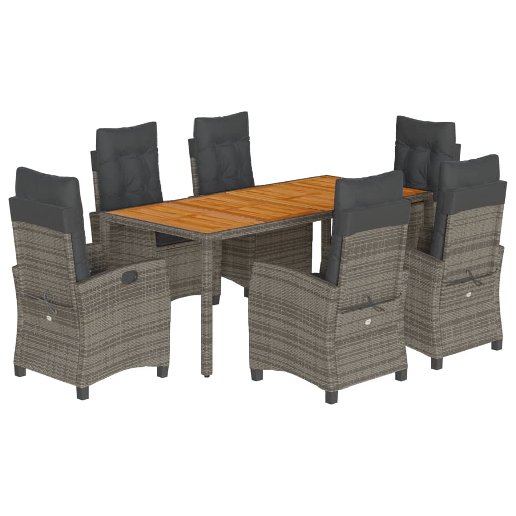 7-dijelni vrtni blagovaonski set sivi od poliratana Siva 190 cm table length