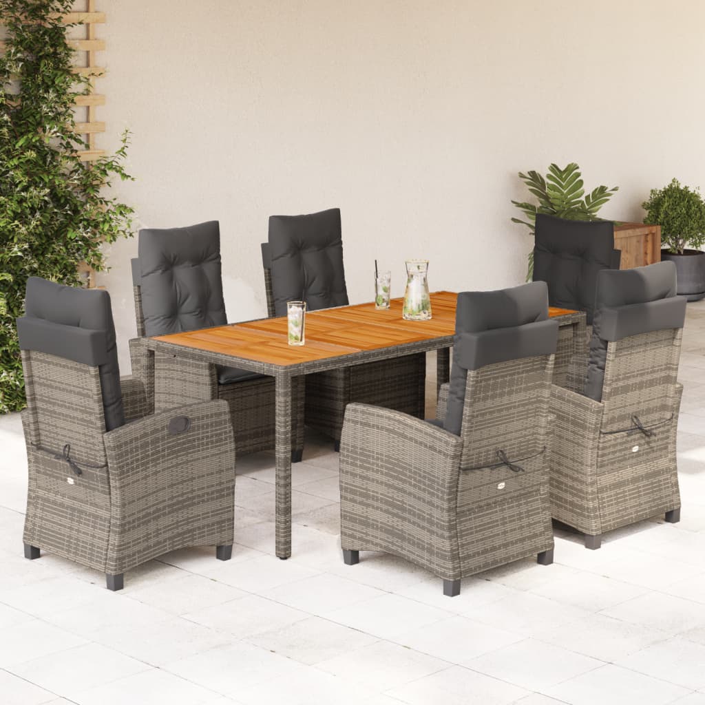 7-dijelni vrtni blagovaonski set sivi od poliratana Siva 190 cm table length