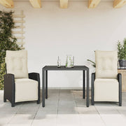 3-dijelni vrtni blagovaonski set s jastucima od poliratana crni Crna 90 cm table length