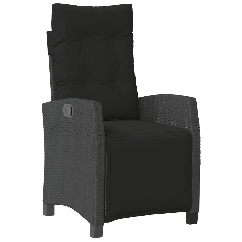 7-dijelni vrtni blagovaonski set s jastucima crni od poliratana Crna Dužina stola 190 cm