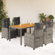 5-dijelni vrtni blagovaonski set sivi od poliratana Siva 150 cm table length