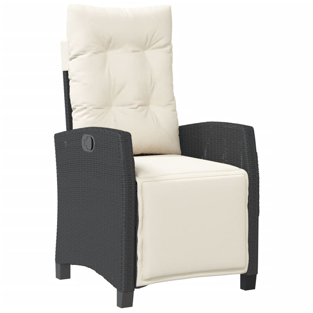 7-dijelni vrtni blagovaonski set s jastucima crni od poliratana Crna 200 cm table length