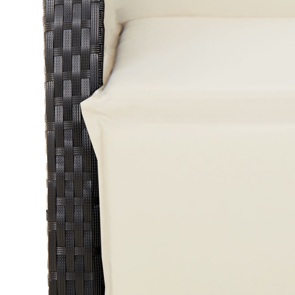 7-dijelni vrtni blagovaonski set s jastucima crni od poliratana Crna 200 cm table length