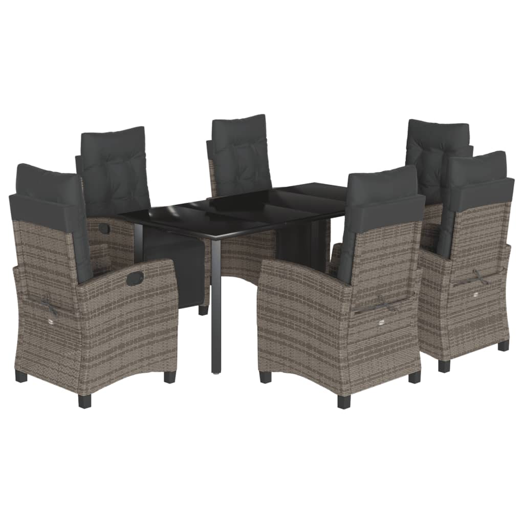 7-dijelni vrtni blagovaonski set sivi od poliratana Siva 160 cm table length