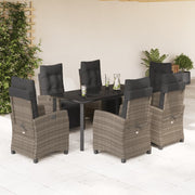7-dijelni vrtni blagovaonski set sivi od poliratana Siva 160 cm table length