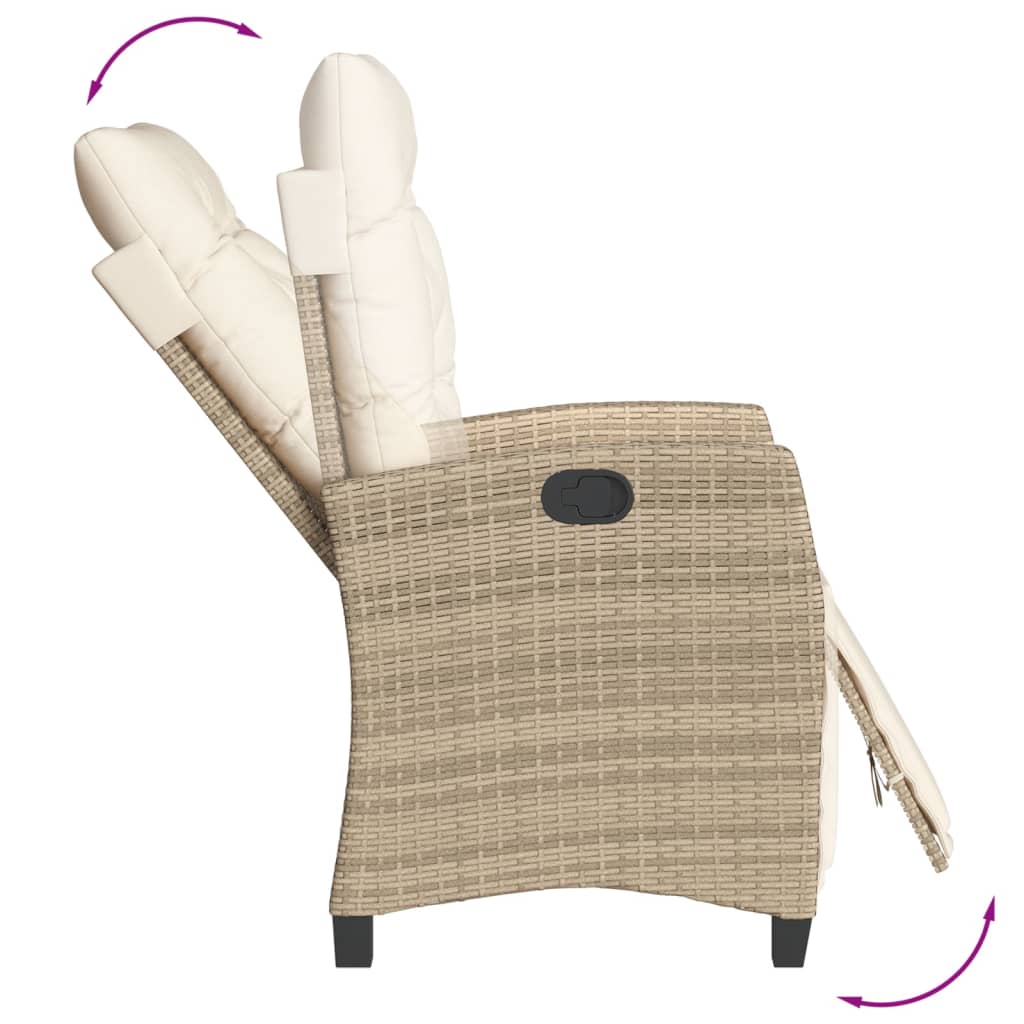 7-dijelni vrtni blagovaonski set od poliratana s jastucima bež 200 cm table length