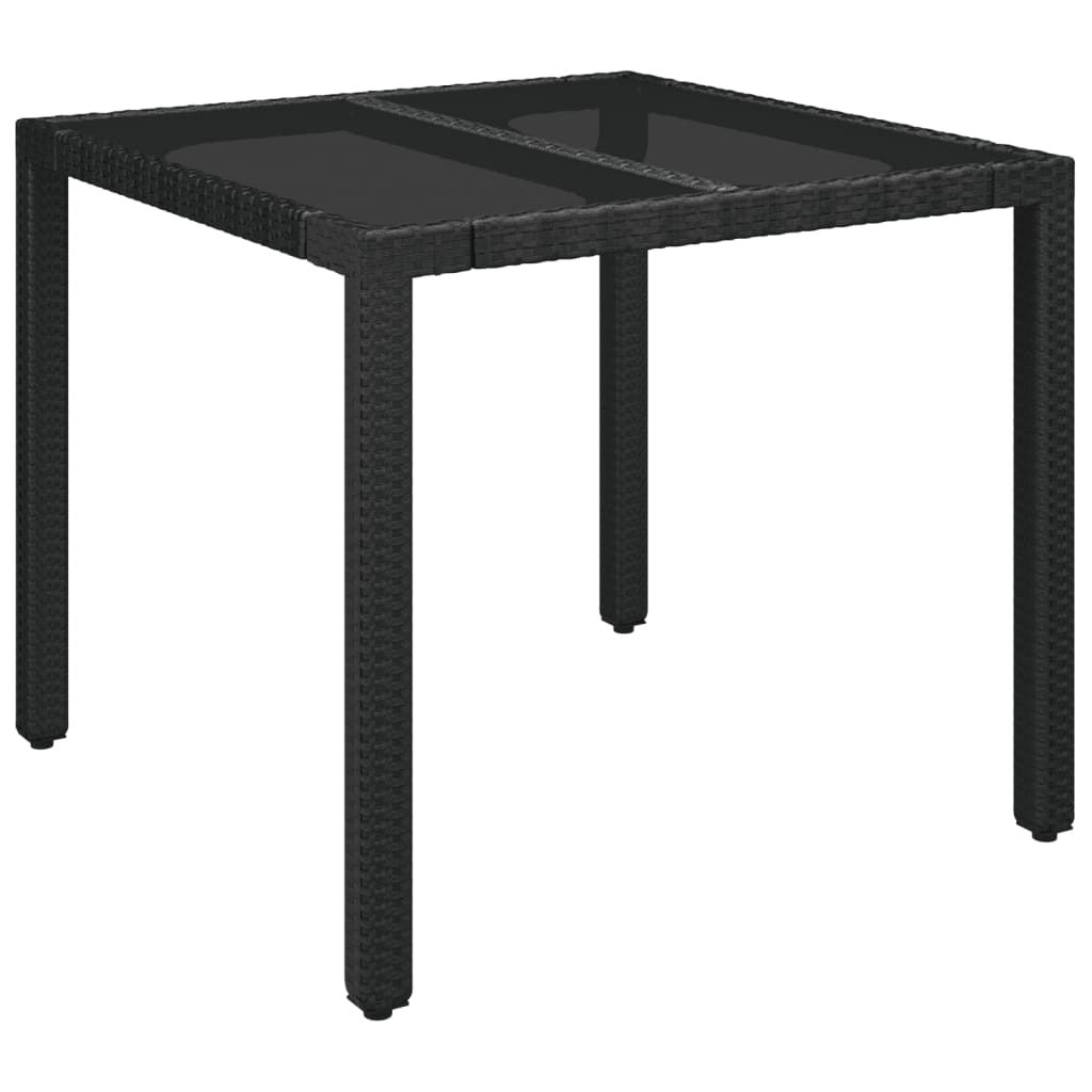 3-dijelni vrtni blagovaonski set s jastucima od poliratana crni Crna 90 cm table length