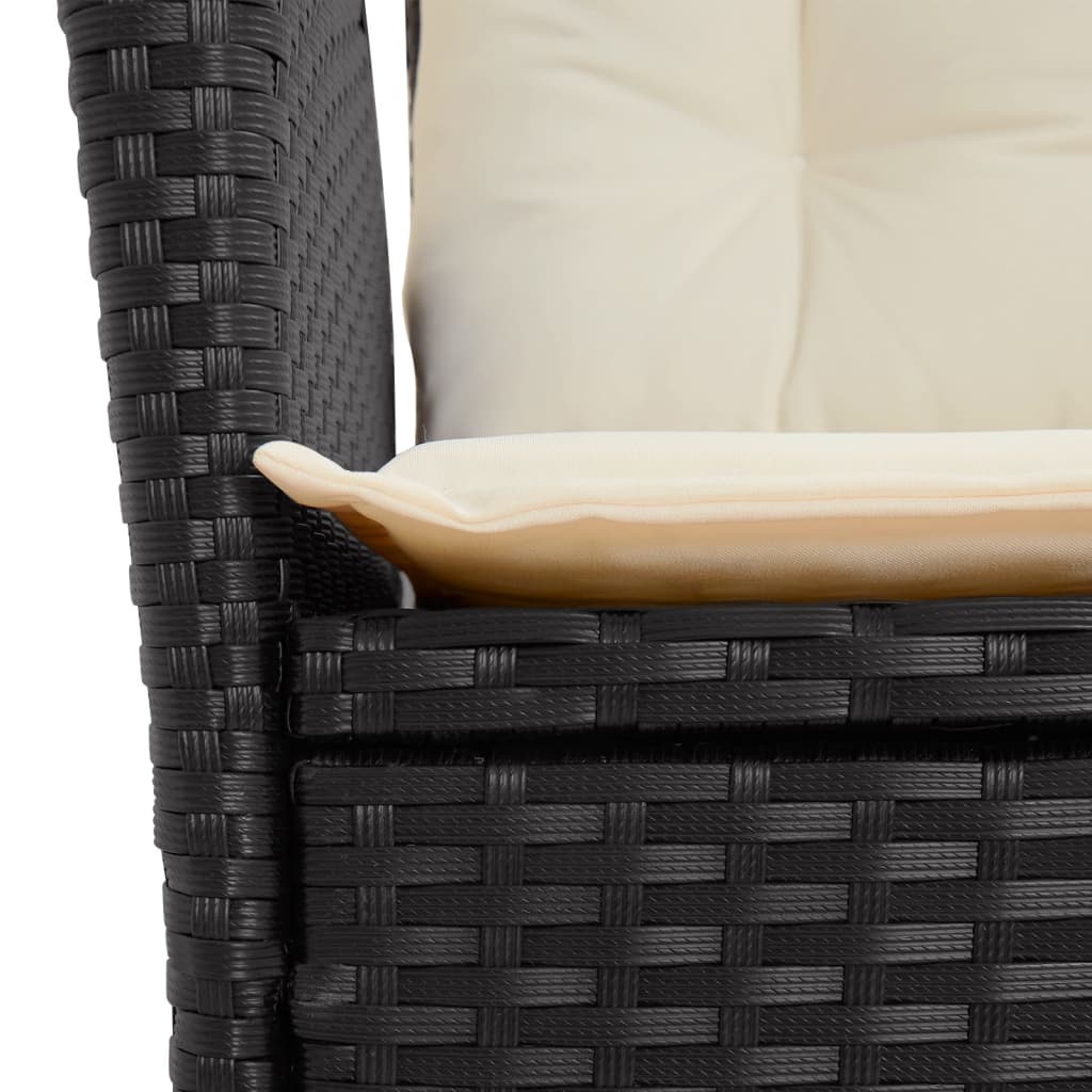 7-dijelni vrtni blagovaonski set s jastucima crni od poliratana Crna 150 cm table length