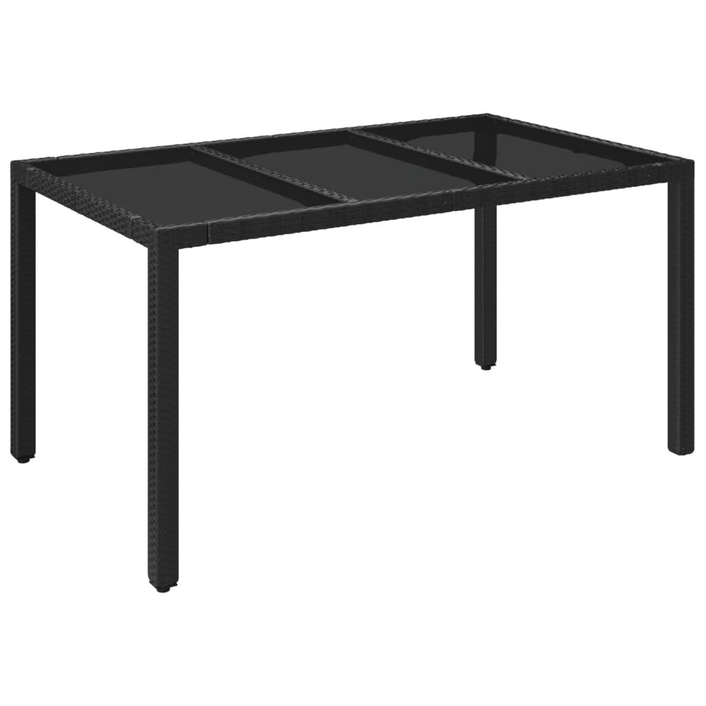 7-dijelni vrtni blagovaonski set s jastucima crni od poliratana Crna 150 cm table length