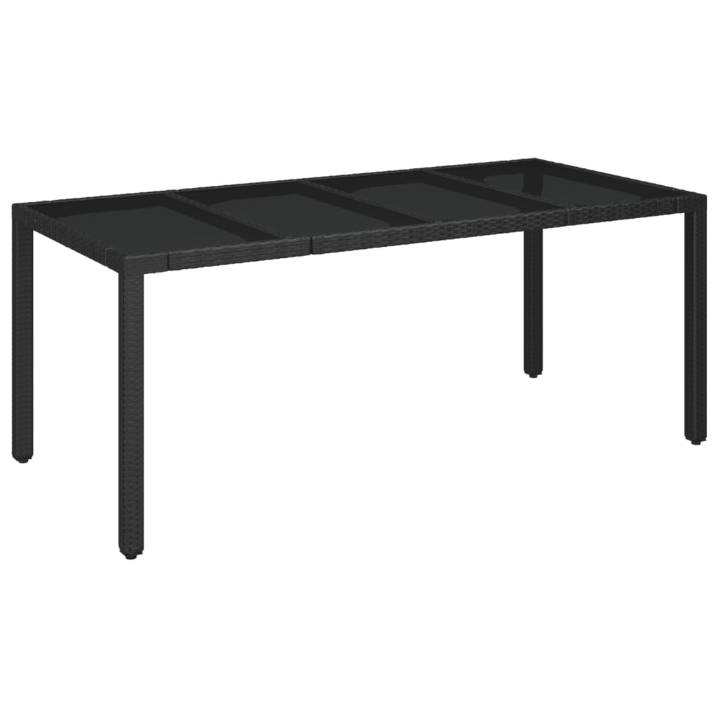 9-dijelni vrtni blagovaonski set s jastucima crni od poliratana Crna 190 cm table length