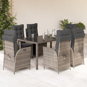 7-dijelni vrtni blagovaonski set sivi od poliratana Siva 150 cm table length