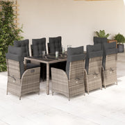 9-dijelni vrtni blagovaonski set sivi od poliratana Siva 190 cm table length
