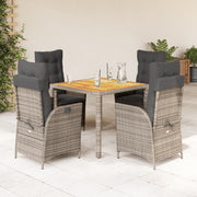 5-dijelni vrtni blagovaonski set sivi od poliratana Siva 90 cm table length