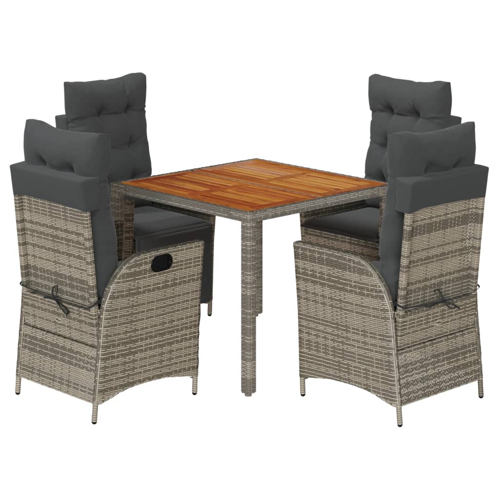 5-dijelni vrtni blagovaonski set sivi od poliratana Siva 90 cm table length