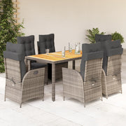 7-dijelni vrtni blagovaonski set sivi od poliratana Siva 150 cm table length