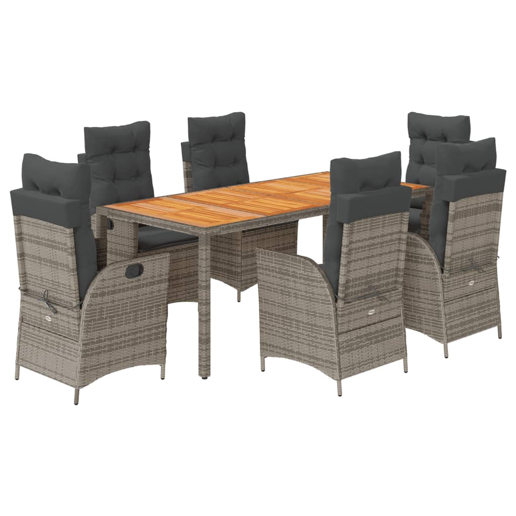 7-dijelni vrtni blagovaonski set sivi od poliratana Siva 190 cm table length