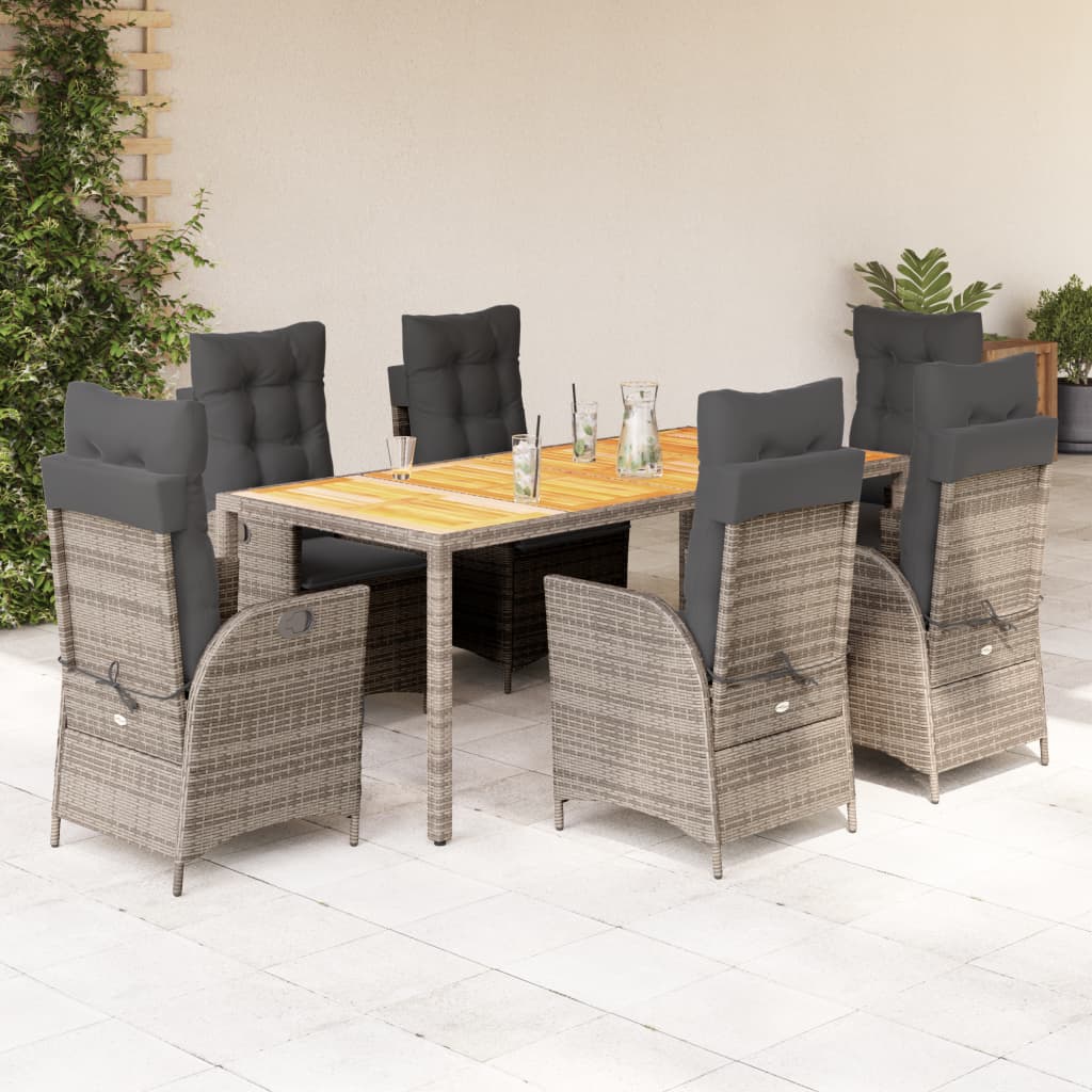 7-dijelni vrtni blagovaonski set sivi od poliratana Siva 190 cm table length