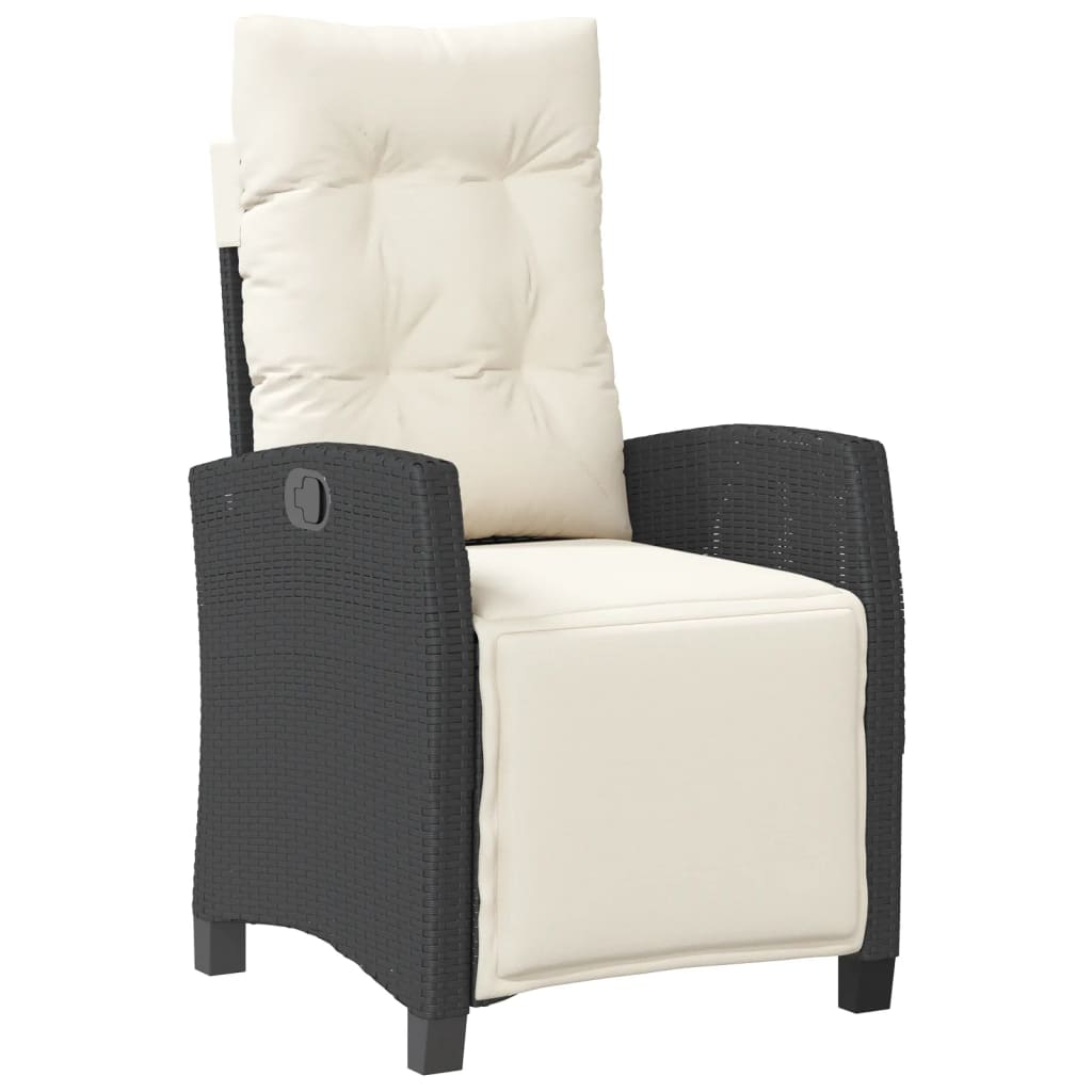 5-dijelni vrtni blagovaonski set s jastucima od poliratana crni Crna 80 x 80 x 74 cm