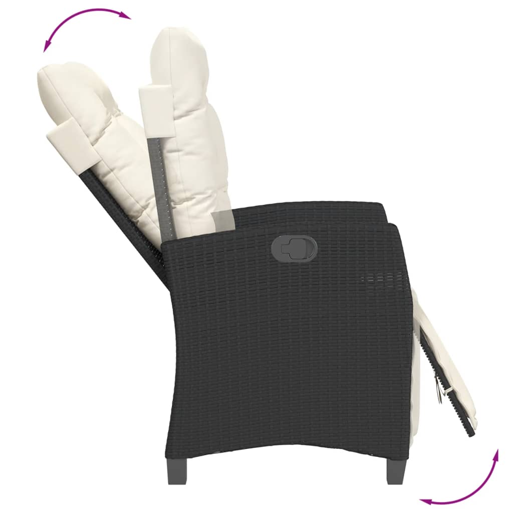 5-dijelni vrtni blagovaonski set s jastucima od poliratana crni Crna 80 x 80 x 74 cm