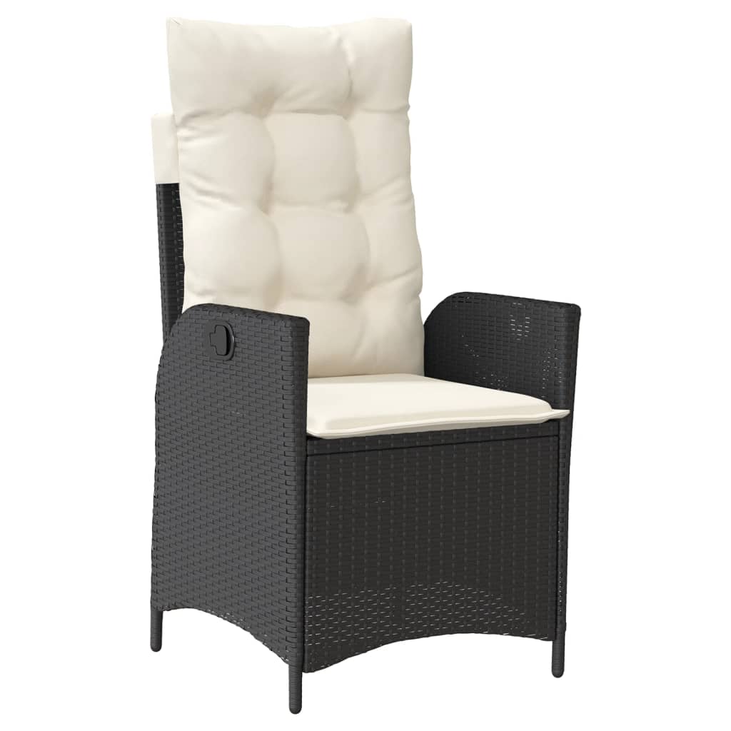 9-dijelni vrtni blagovaonski set s jastucima crni od poliratana Crna 200 x 100 x 74 cm