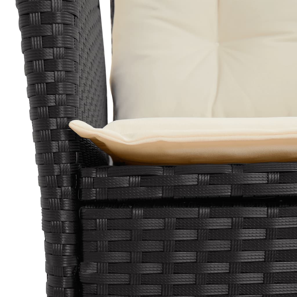 9-dijelni vrtni blagovaonski set s jastucima crni od poliratana Crna 200 x 100 x 74 cm
