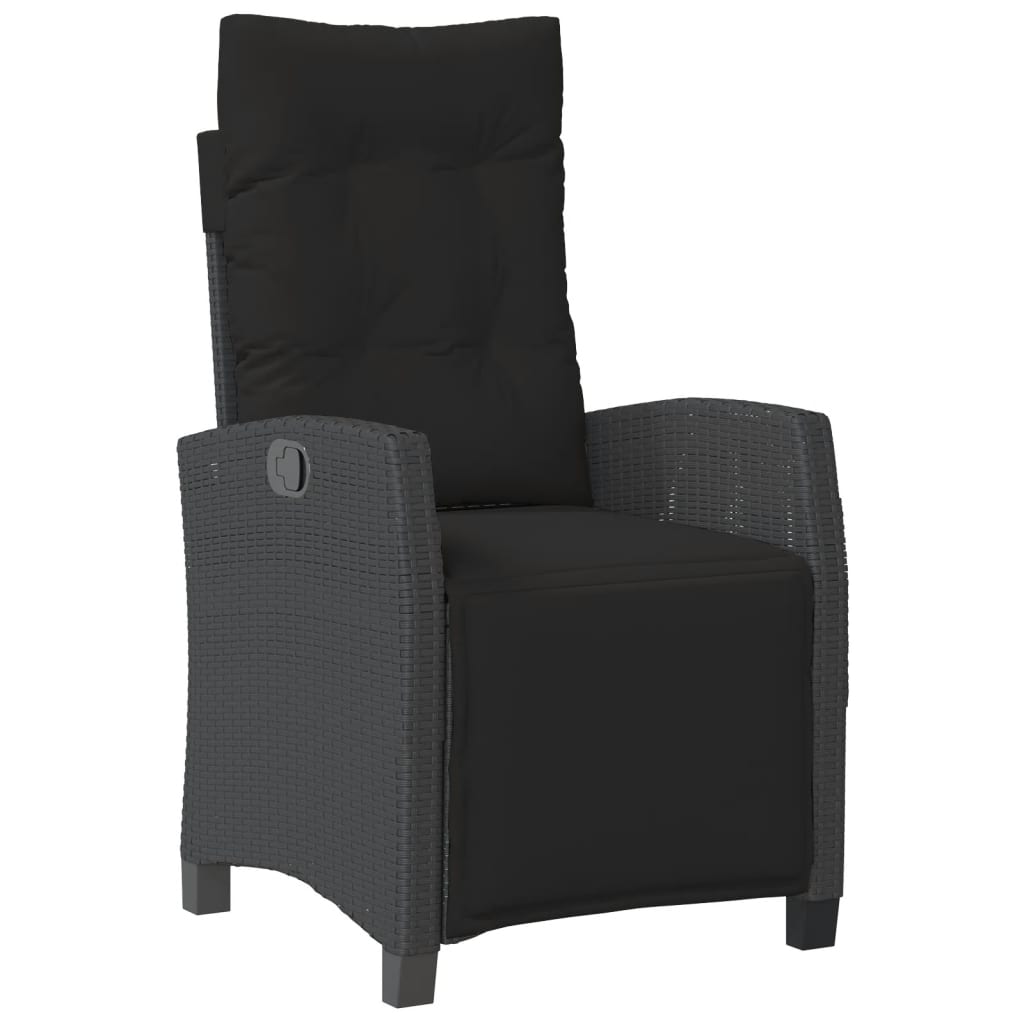 5-dijelni vrtni blagovaonski set s jastucima od poliratana crni Crna 80 x 80 x 74 cm