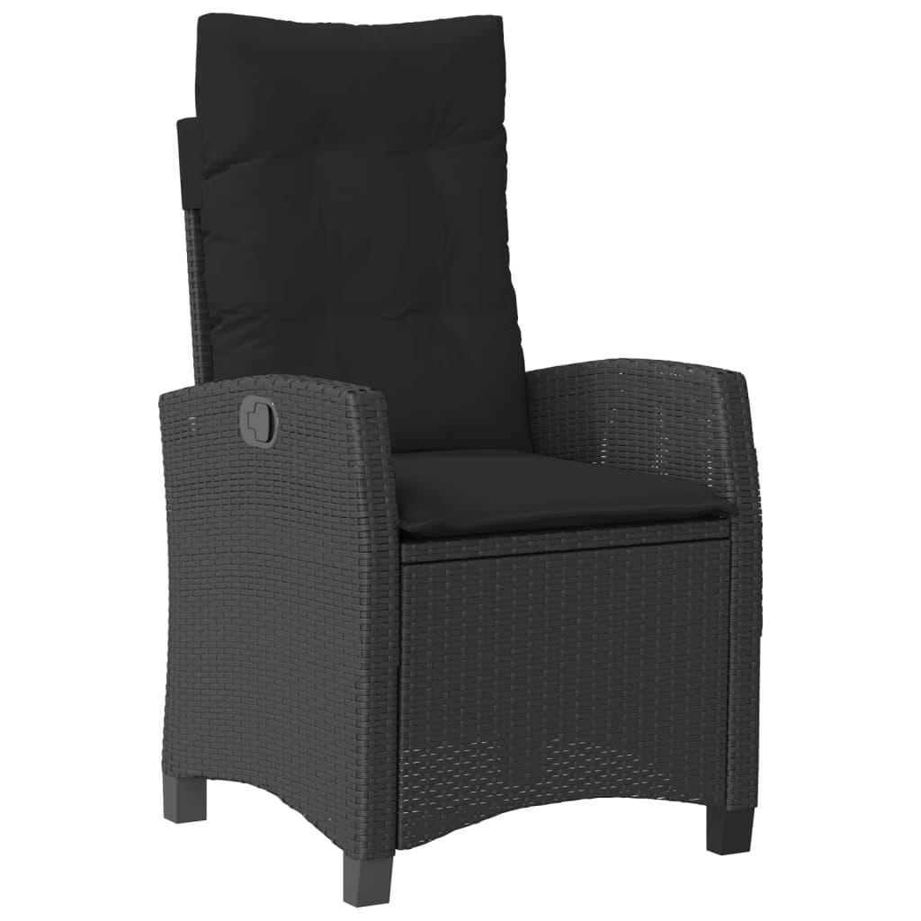 5-dijelni vrtni blagovaonski set s jastucima od poliratana crni Crna 80 x 80 x 74 cm