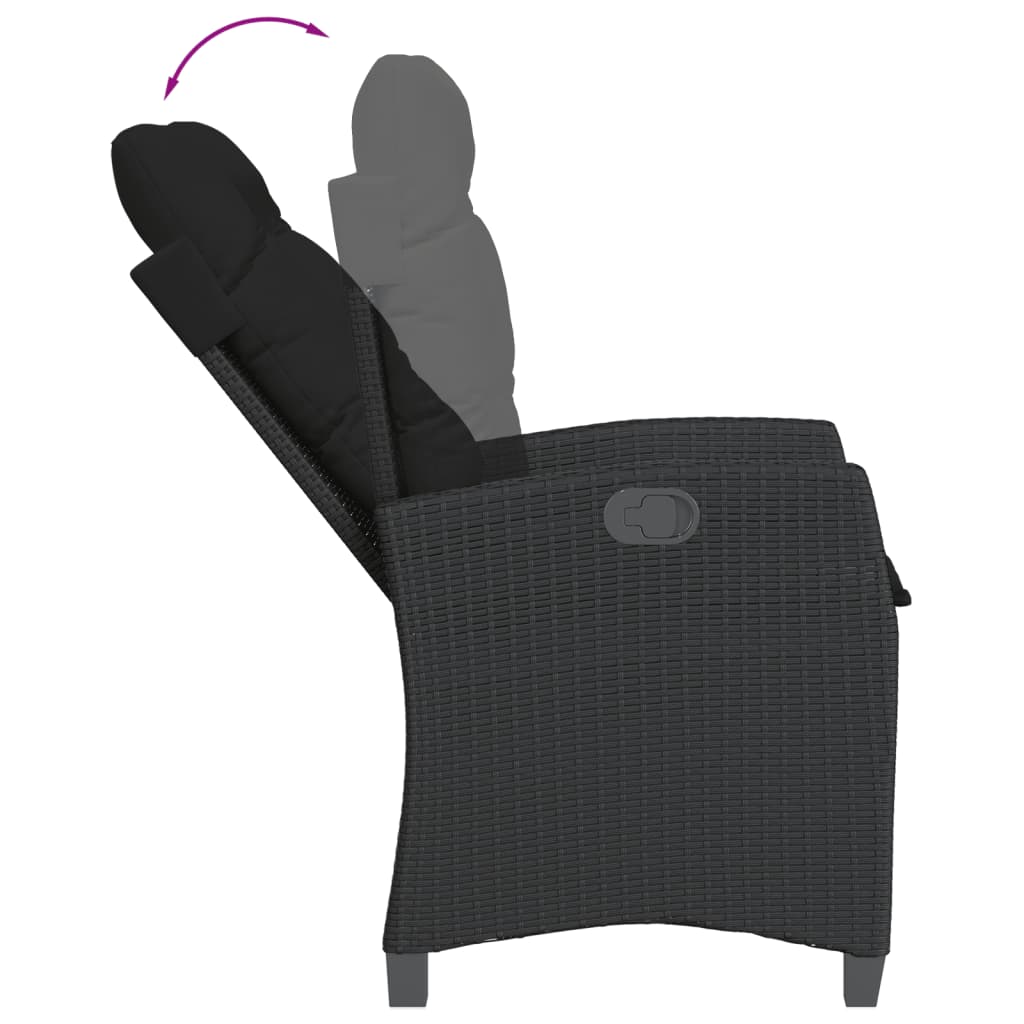 5-dijelni vrtni blagovaonski set s jastucima od poliratana crni Crna 80 x 80 x 74 cm