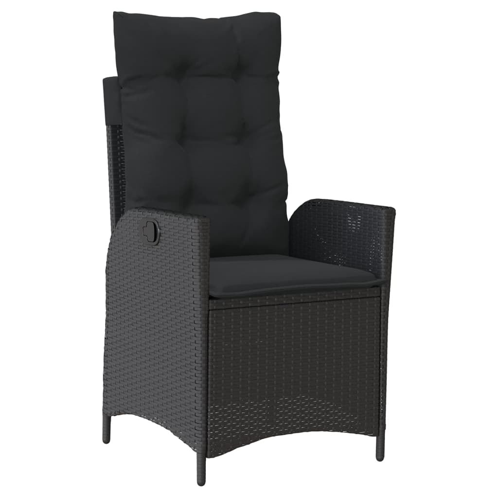 5-dijelni vrtni blagovaonski set s jastucima od poliratana crni Crna 160 x 80 x 74 cm