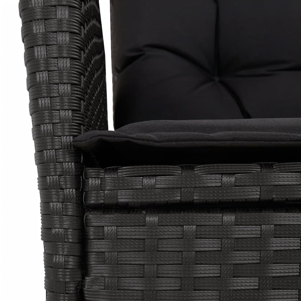 5-dijelni vrtni blagovaonski set s jastucima od poliratana crni Crna 160 x 80 x 74 cm
