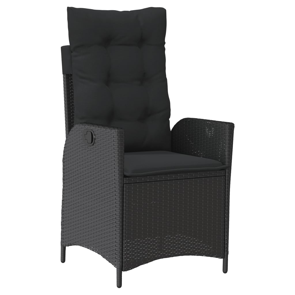 7-dijelni vrtni blagovaonski set s jastucima crni od poliratana Crna 200 x 100 x 74 cm